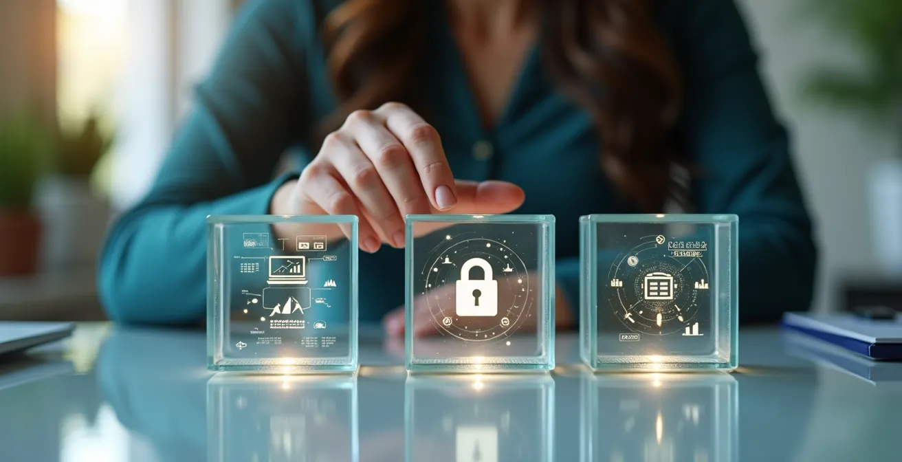 Visualization of browser compartmentalization with separate, secured compartments for banking, general browsing, and sensitive research.