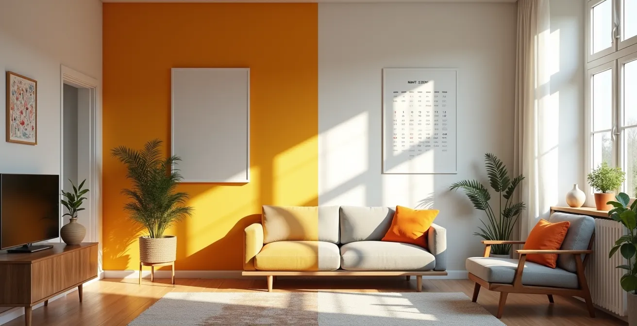 Split view comparison of furnished vacation rental versus unfurnished traditional rental property