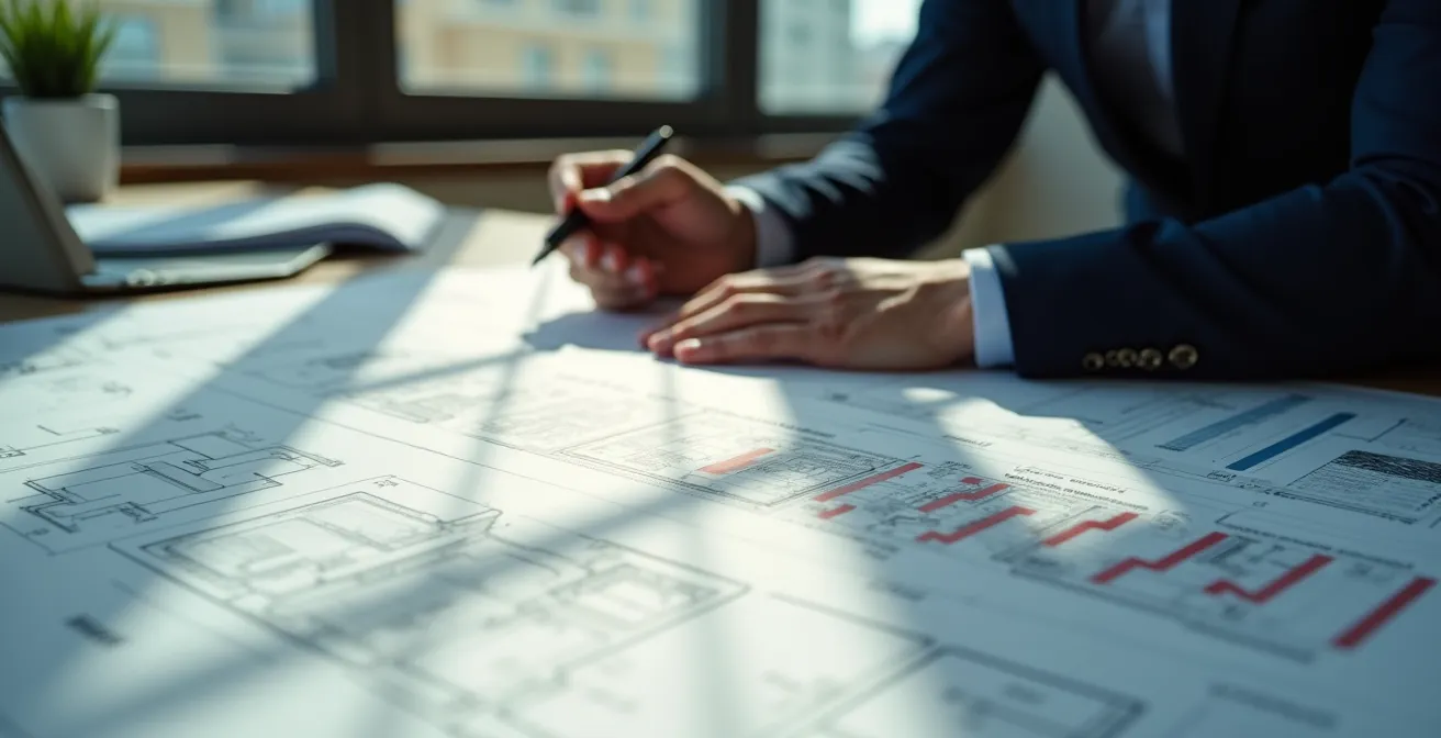 Abstract visualization of property value depreciation over 27.5 years timeline