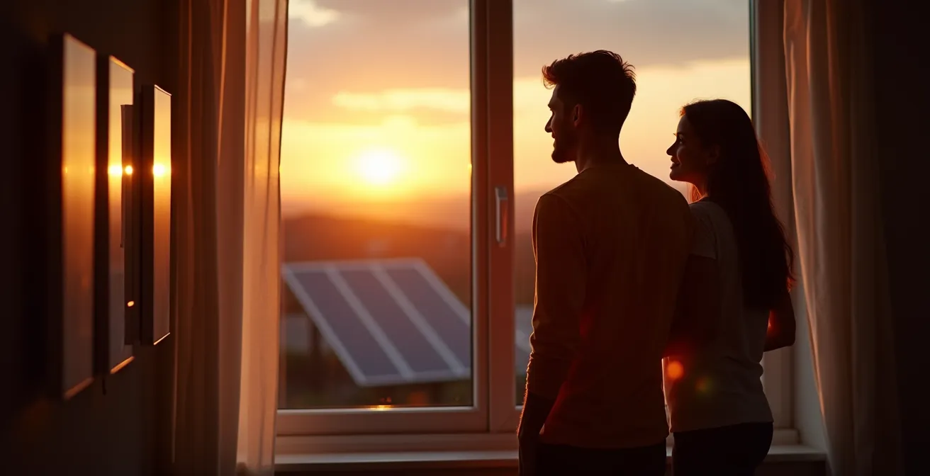 Modern off-grid home showcasing integrated smart energy management