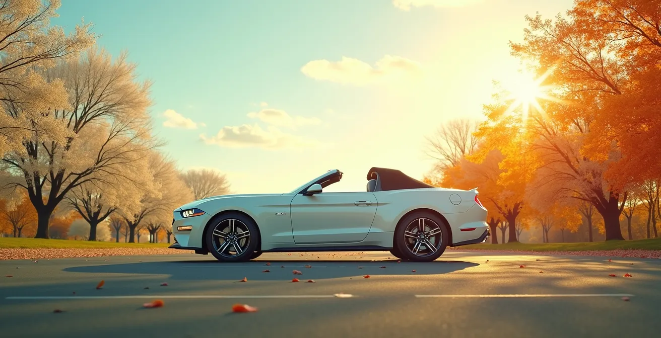 A calendar visualization showing optimal selling seasons for different types of vehicles, like convertibles in spring.