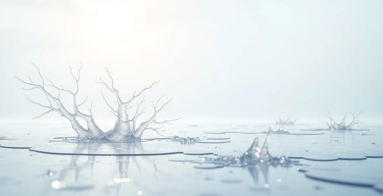 Abstract visualization of spaced repetition concept showing interconnected pathways spreading over time