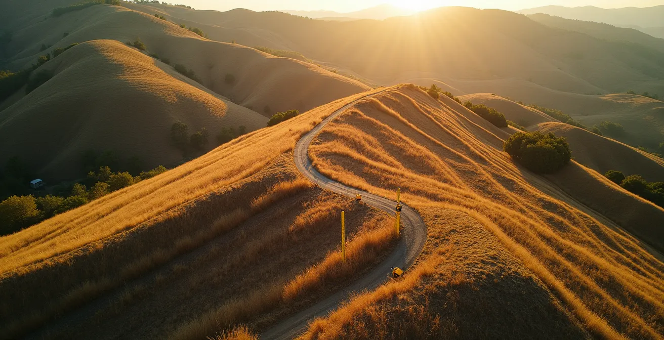 Aerial view of sloped terrain with contour lines showing elevation changes for construction assessment