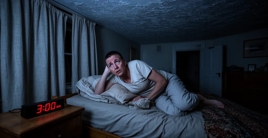 Person lying awake at night showing the frustration of persistent sleep difficulties